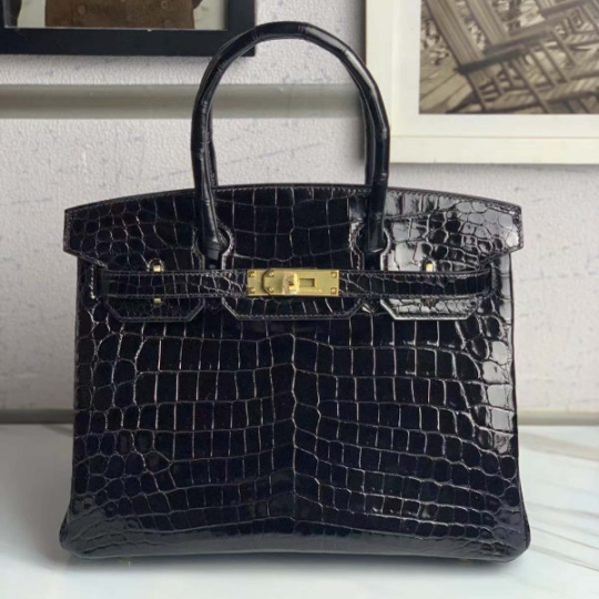 Túi xách Hermes Birkin da cá sấu màu đen size 30 – BHD025S