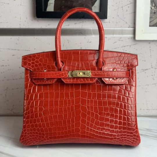 Túi xách Hermes Birkin da cá sấu màu đỏ size 30 – HBD0212S