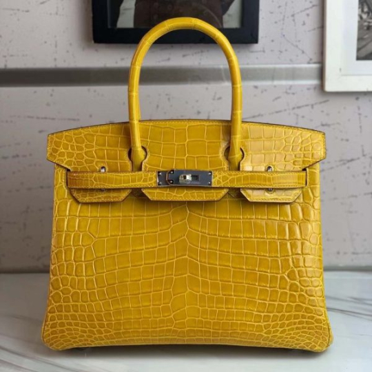 Túi xách Hermes Birkin da cá sấu màu vàng size 30 – HBV0210S