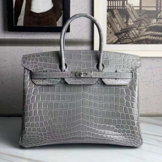 Túi xách Hermes Birkin da cá sấu màu xám size 30 – HBX026S