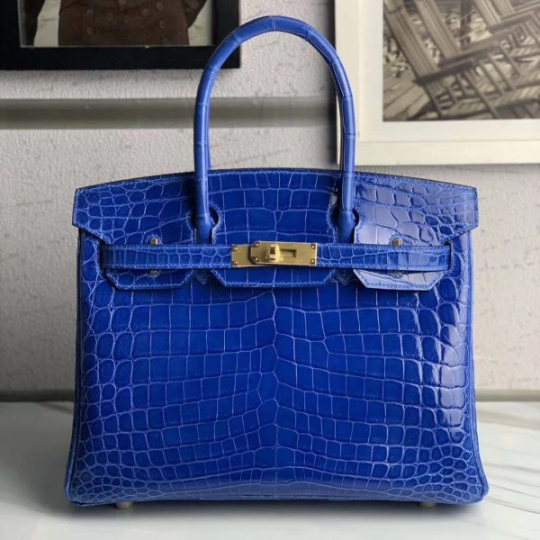 Túi xách Hermes Birkin da cá sấu màu xanh lam size 30 – HBX0211S